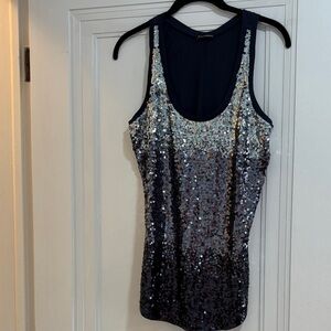 Express Navy and Silver Sequin Tank Top